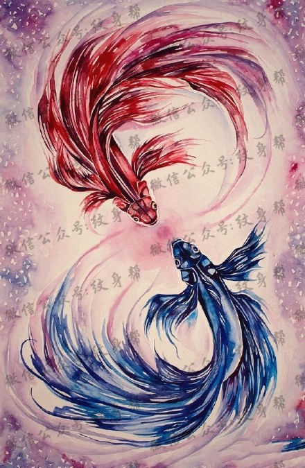 双鱼座纹身手稿_45张十二星座之双鱼手稿纹身图案