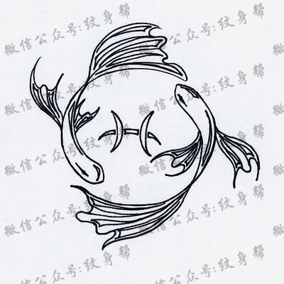双鱼座纹身手稿_45张十二星座之双鱼手稿纹身图案