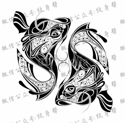 双鱼座纹身手稿_45张十二星座之双鱼手稿纹身图案