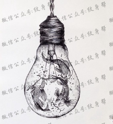 双鱼座纹身手稿_45张十二星座之双鱼手稿纹身图案