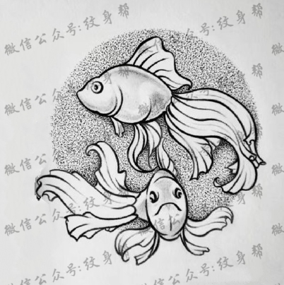 双鱼座纹身手稿_45张十二星座之双鱼手稿纹身图案