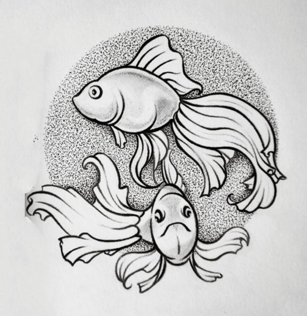 双鱼座纹身手稿_45张十二星座之双鱼手稿纹身图案