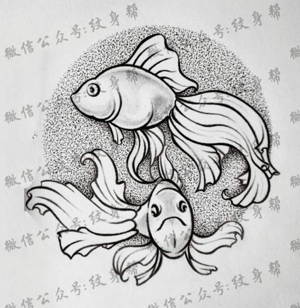 双鱼座纹身手稿_45张十二星座之双鱼手稿纹身图案