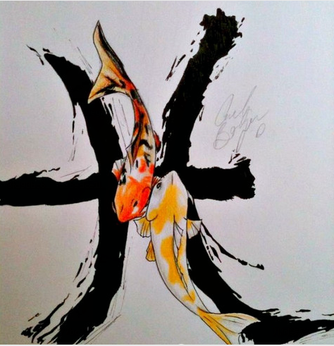 双鱼座纹身手稿_45张十二星座之双鱼手稿纹身图案