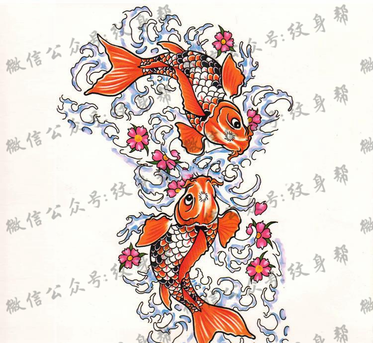 双鱼座纹身手稿_45张十二星座之双鱼手稿纹身图案