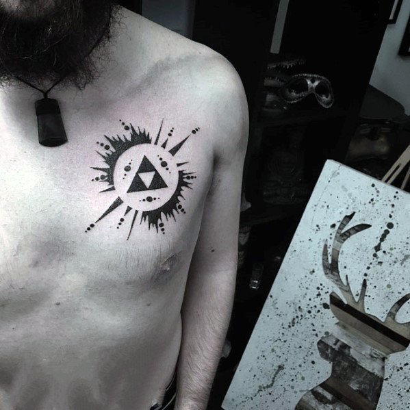 纹身图案胸部男   多款黑色的男生胸部纹身图案