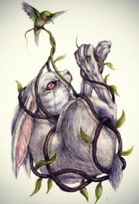 手稿兔子纹身图案