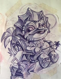 手稿素描猫头鹰纹身图案