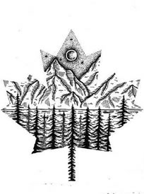 手稿枫叶风景纹身图案