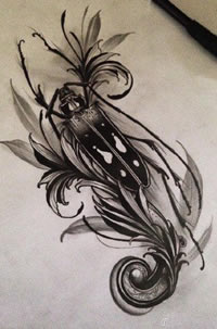 手稿老牛纹身图案