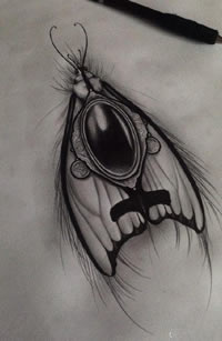 手稿飞蛾纹身图案