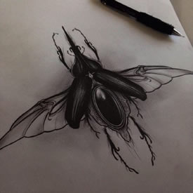 手稿甲壳虫纹身图案