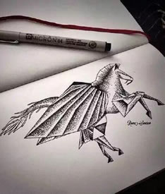 手稿素描马纹身图案