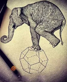 手稿的大象纹身图案