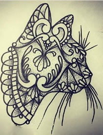 手稿小老虎纹身图案