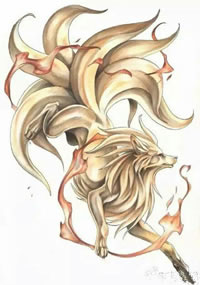 手稿狐狸纹身图案