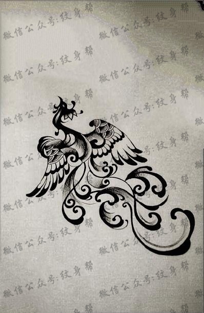 手稿的凤凰纹身图案