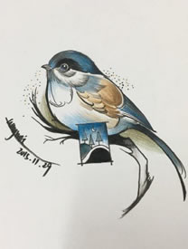 手绘的鸟儿纹身图案