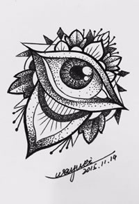 手稿梵花眼睛纹身图案