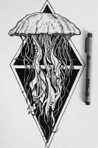手稿水母纹身图案