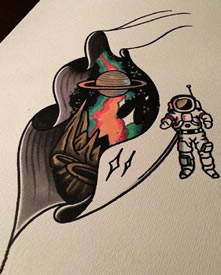 手稿太空人纹身图案