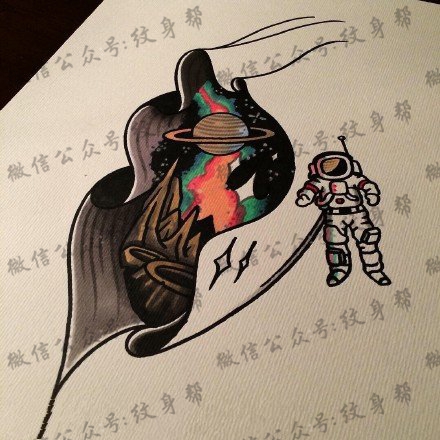 手稿太空人纹身图案