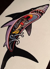 手稿鲨鱼纹身图案