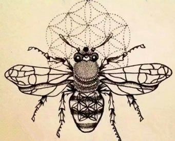 手稿点刺蜜蜂纹身图案