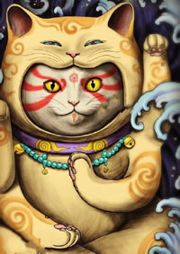 可爱的发财猫纹身图案