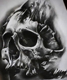 手稿大骷髅纹身图案