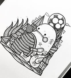 手稿线条小动物纹身图案