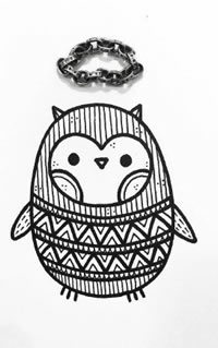 手稿线条龙猫纹身图案