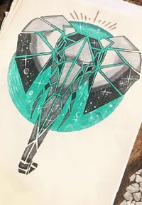 手绘逼真的钻石象纹身图案