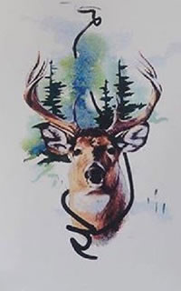 水墨的森林鹿纹身图案