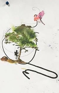 手稿水彩的树纹身图案