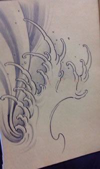 素描海浪纹身图案