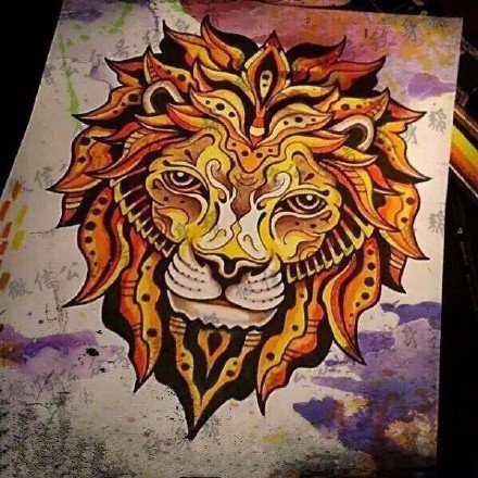 凶猛的狮子纹身图案