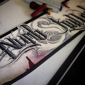 手稿花体字符纹身图案