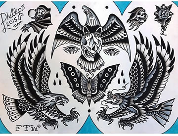 手稿各种老鹰纹身图案