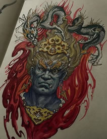 经典手稿不动明王纹身图案