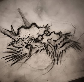 手绘传统般若纹身图案