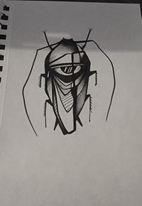 手稿线条昆虫纹身图案