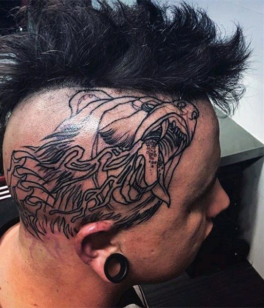 头部纹身图案  炫酷而又个性的头部纹身图案