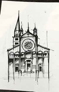 手稿的城堡纹身图案