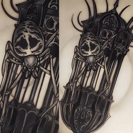 手稿的灯蜘蛛纹身图案