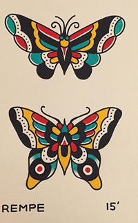 手稿花蝴蝶纹身图案