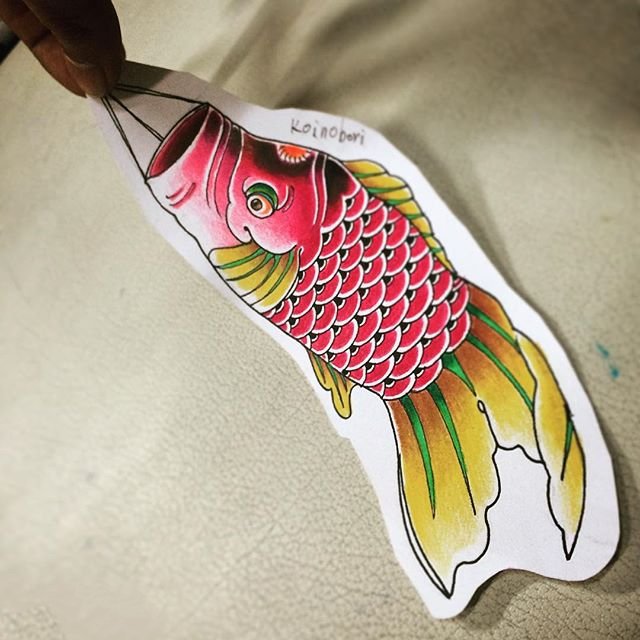 手稿的日式锦鲤纹身图案