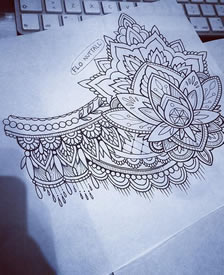 手稿梵花纹身图案