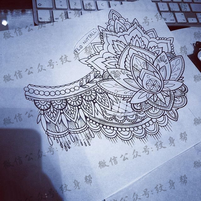 手稿梵花纹身图案