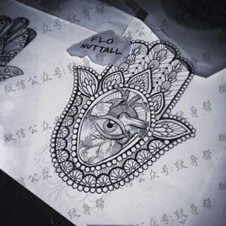 手稿梵花纹身图案